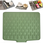 Silicone Dish Drying Mat, Non-Slip, Heat Resistant and Drip-Proof (Green)
